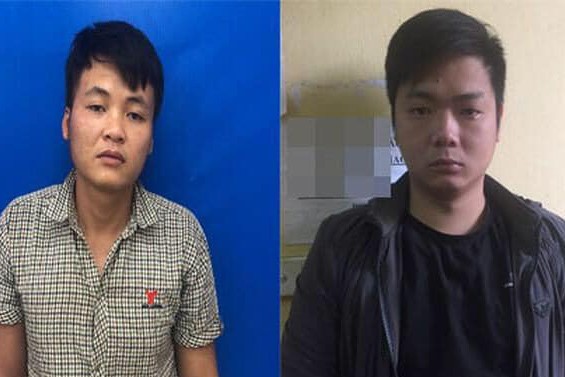 Hai đối tượng trả công cho nhân viên mỗi ngày 2 gói ma túy 200.000 đồng Hai đối tượng bị tạm giữ. Ảnh công an cung cấp