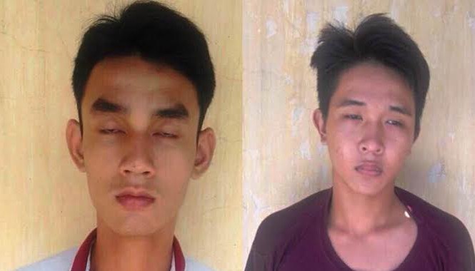 Bắt hai tên trộm qua camera an ninh Hai nghi can bị công an bắt giữ. Ảnh CA cung cấp.
