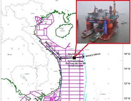 Trung Quốc đặt giàn khoan trái phép: Vi phạm luật quốc tế Giàn khoan Trung Quốc vi phạm vùng biển Việt Nam