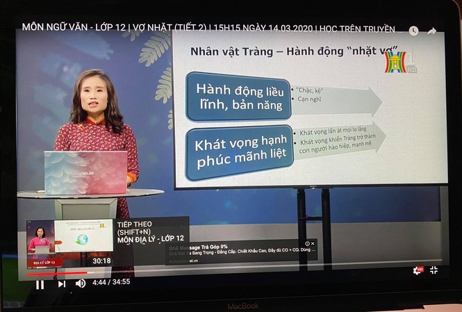 Hà Nội yêu cầu các trường không được thu phí dạy học online Giáo viên Hà Nội dạy môn Ngữ văn trên truyền hình