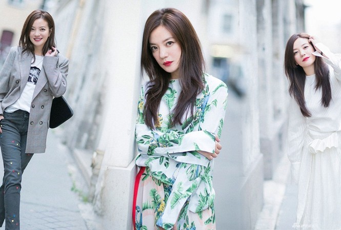 Triệu Vy trẻ trung sành điệu trên đường phố Paris Triệu Vy trẻ trung sành điệu trên đường phố Paris