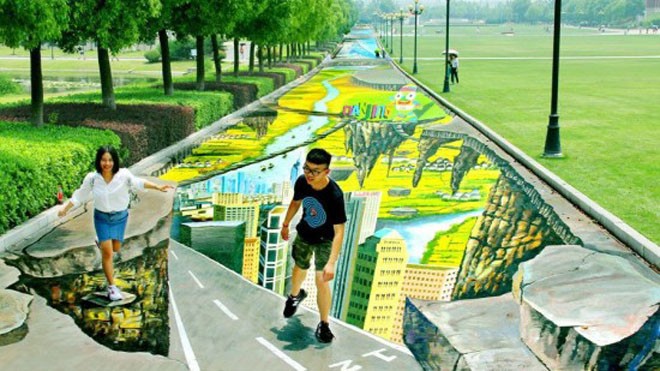 Kỷ lục mới về tranh 3D dài, rộng nhất thế giới Kỷ lục mới về tranh 3D dài, rộng nhất thế giới