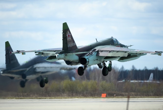 Máy bay Su-25 của Nga thả 6.000 quả bom trong chiến dịch ở Syria Máy bay chiến đấu Su-25 của Nga. (Ảnh minh họa: Sputnik)