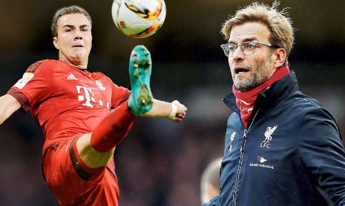 Gotze muốn tái ngộ Klopp ở Liverpool Gotze, trải qua mùa giải không thành công ở Bayern, có thể chuyển tới Liverpool.