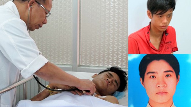 Án mạng kinh hoàng, mẹ chết, con thập tử nhất sinh Trần Vĩ Nam đang được theo dõi tại Bệnh viện Chợ Rẫy (ảnh lớn); Nguyễn Lê Văn Điệp (ảnh trên bên phải) và Nguyễn Thành Nhân (ảnh dưới bên phải - hiện đang bỏ trốn)