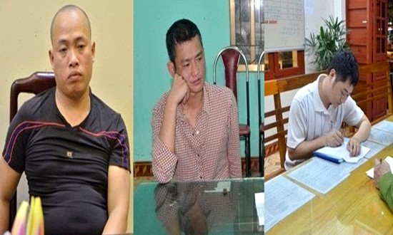 Cảnh sát nổ súng khống chế tài xế ôtô gây tai nạn liên hoàn Tài xế Trường (bìa phải) cùng hai người bạn ngồi cùng trên xe ô tô tại cơ quan công an. Ảnh: Báo Công lý