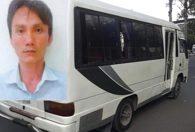 Lái xe khách Bị can Nguyễn Văn Đáng và chiếc xe mà băng nhóm này dùng làm xe khách
