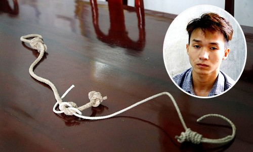 Thanh niên sát hại bà của bạn, giấu thi thể dưới gầm giường Sợi dây thừng Dũng dùng để gây án và nghi can. Dũng. Ảnh: Công an cung cấp