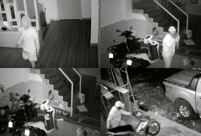Camera ghi cảnh trộm vào nhà như chốn không người Nhẹ nhàng xuống vô hiệu hóa khóa xe ở tầng 1. Ảnh cắt từ clip