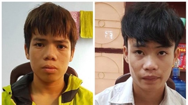 Nghi phạm 14 tuổi cùng đồng bọn cướp taxi ở quận Đồ Sơn 2 tên cướp tại cơ quan công an (ảnh công an cung cấp)