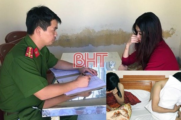 'Bà trùm' 9X điều hành đường dây gái gọi cao cấp bị khởi tố Cảnh sát điều tra làm việc với Lê Thị Hà Phương và minh họa về vụ án