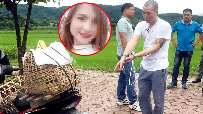 Huy động 100 cảnh sát bảo vệ thực nghiệm hiện trường vụ nữ sinh giao gà bị giết Bị can Lường Văn Hùng (áo trắng) tại buổi thực nghiệm. Ảnh: Zing
