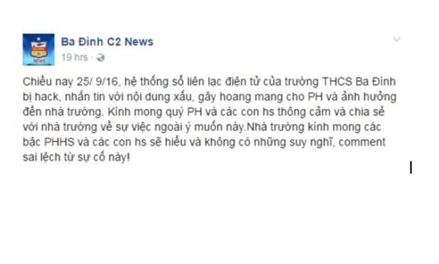 Phát tán tin “con ông bà học ngu như bò” vì mâu thuẫn với Cty cũ Nhà trường phải đăng tin đính chính, mong phụ huynh thông cảm.