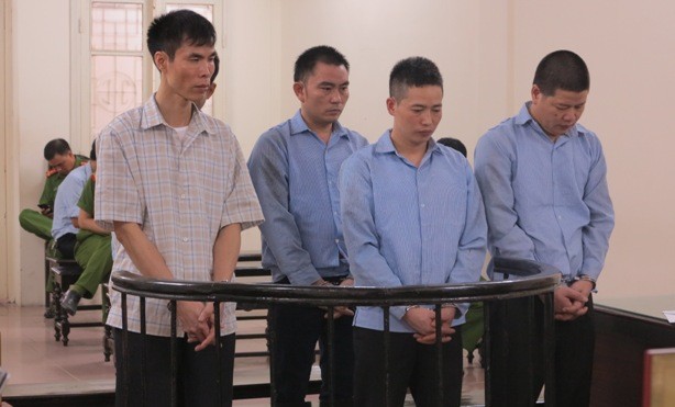 Trói bảo vệ, thuê xe cẩu để cướp dây cáp điện Các bị cáo tại tòa.