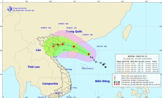 Bão số 3 diễn biến rất phức tạp, dự báo 3 hướng đổ bộ Dự báo vị trí và đường đi của bão ở thời điểm hiện tại