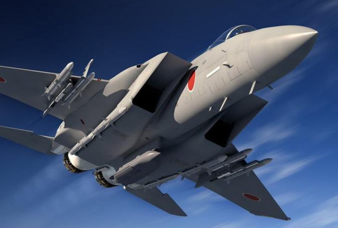 Không quân Nhật biến tiêm kích F-15J thành ‘sát thủ diệt hạm’ để đối đầu Trung Quốc F-15JSI với một tên lửa JASSM dưới bụng.