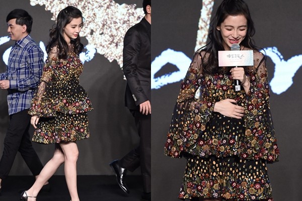 Angelababy mặc váy rộng che bụng bầu lùm xùm Angelababy mặc váy rộng che bụng bầu lùm xùm