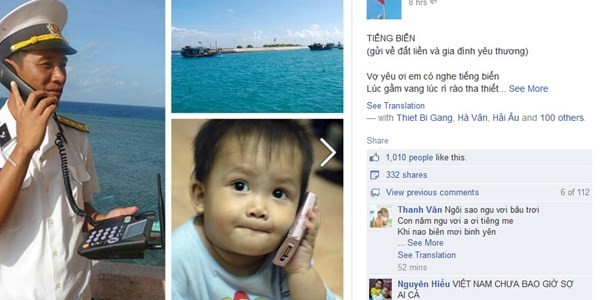 Bài thơ cảm động gửi đất liền của Lính Biển Việt Nam Ảnh đăng trên Facebook Lính Biển Việt Nam