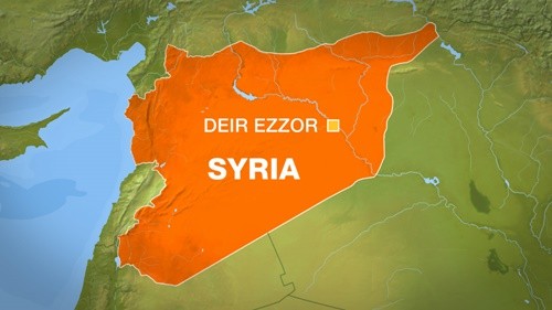 IS tuyên bố bắn hạ phi cơ quân sự Syria Vị trí thành phố Deir Ezzor, Syria. Đồ họa: Al Jazeera.