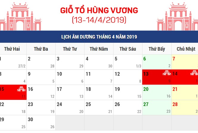 Giỗ tổ Hùng Vương và lễ 30/4 - 1/5 được nghỉ như thế nào? Giỗ tổ Hùng Vương và lễ 30/4 - 1/5 được nghỉ như thế nào?