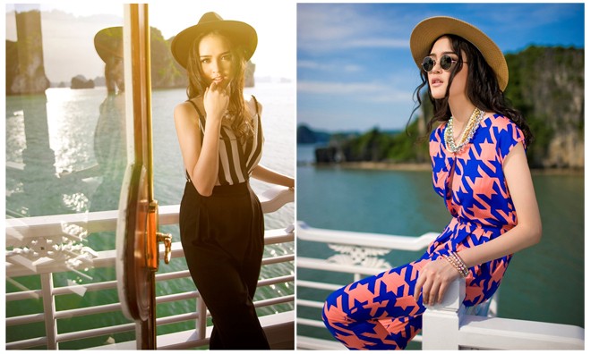 Á hậu Hoàng Anh khoe vóc dáng kiêu sa giữa vịnh Hạ Long Hoàng Anh xinh đẹp, kiêu sa giữa vịnh Hạ Long.
