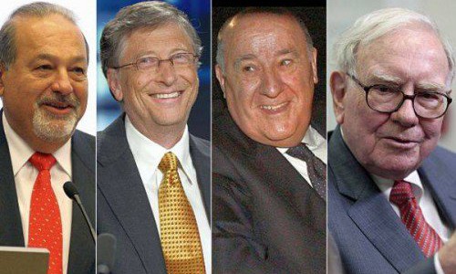 Cuộc đua giành ngôi giàu nhất thế giới Carlos Slim (trái), Bill Gates, Amancio Ortega và Warren Buffett đều từng giàu nhất thế giới. Ảnh: El Nacional.