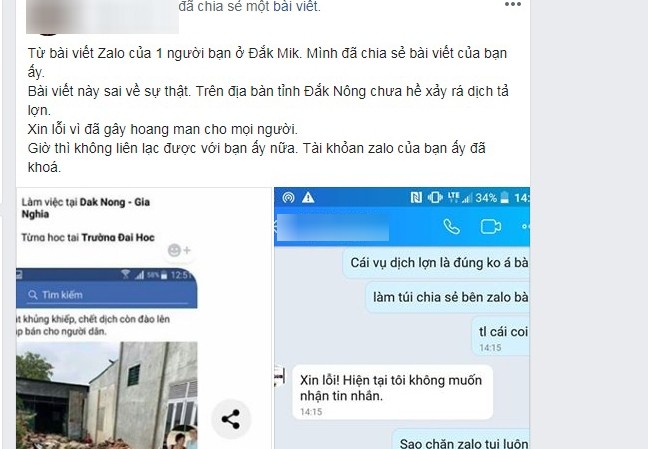 Phạt 10 triệu đồng người tung tin sai sự thật về dịch lợn Quyết định xử phạt 10 triệu đồng đối với bà Hồng