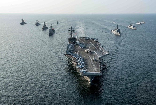 Mỹ triển khai siêu tàu sân bay trên biển Thái Bình Dương Ảnh: US Navy