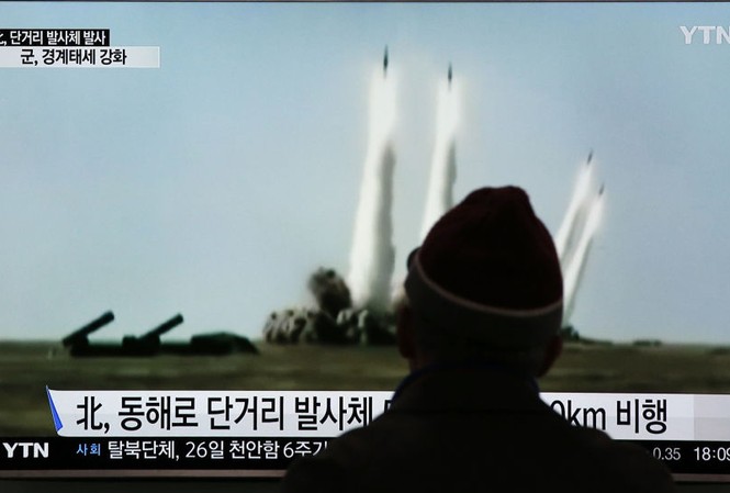 Tên lửa Triều Tiên rơi vùng đặc quyền kinh tế Nhật Bản Ảnh: KCNA