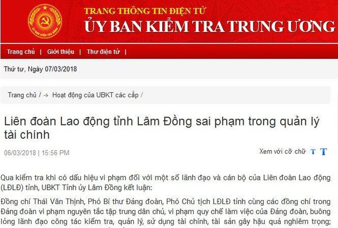Kỷ luật Phó Bí thư Đảng đoàn, Phó Chủ tịch LĐLĐ tỉnh Lâm Đồng Kỷ luật Phó Bí thư Đảng đoàn, Phó Chủ tịch LĐLĐ tỉnh Lâm Đồng