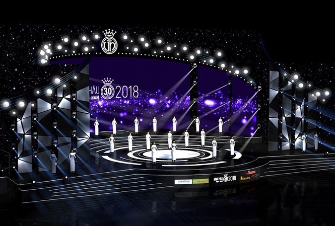 Phát sóng trực tiếp Chung kết HHVN 2018 trên VTV1, VTV9 và 14 đài khác Phối cảnh sân khấu đêm Chung kết HHVN 2018