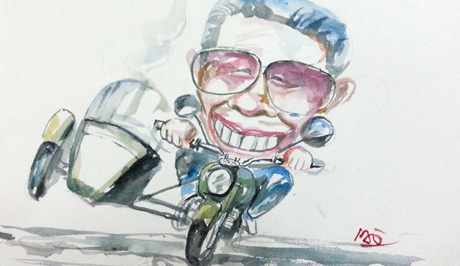 Rong ruổi 40 năm bằng xe ba bánh Tranh: Nguyễn Văn Hổ.