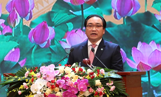 Bản anh hùng ca mùa Đông bất tử Bí thư Thành ủy Hà Nội Hoàng Trung Hải đọc diễn văn tại lễ kỷ niệm.