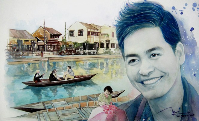 Vẽ đẹp, sinh viên Việt lên tạp chí Mỹ Sinh viên Võ Quốc Vẹn vẽ MC Phan Anh hướng về miền Trung.