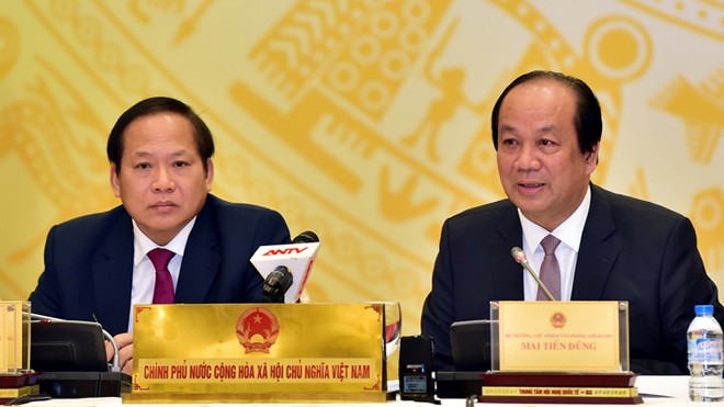 Bộ trưởng 'nói không' với quà Tết Bộ trưởng- Chủ nhiệm VPCP cùng Bộ trưởng Bộ TT&TT chủ trì cuộc họp báo thường kỳ.