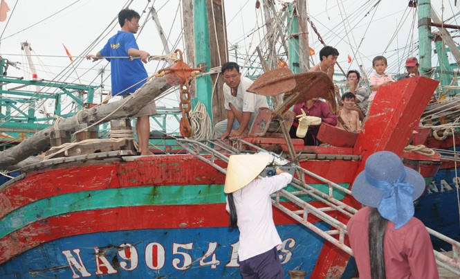 Một ngày theo “Chiến binh” biển cả ra khơi Không khí tấp nập tại cảng cá.