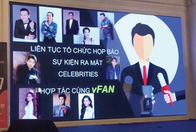 Vỡ đường dây tiền ảo đa cấp nghìn tỷ: Nhiều mánh lới dụ dỗ người mua Poster quảng cáo của iFan có sự xuất hiện của nhiều ca sĩ nổi tiếng.