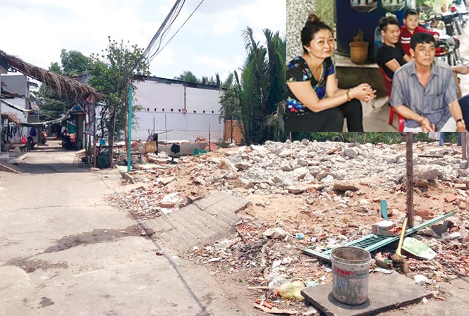 Quốc Cường Gia Lai mua hàng chục ha đất công giá 'bèo' trong... 7 ngày Giá bồi thường cho dân gấp khoảng 10 lần so với giá đất công sản mà công ty Tân Thuận bán lại (ảnh lớn). Những hộ dân chưa thỏa thuận được giá bồi thường sinh sống trong
khu dân cư Phước Kiển (ảnh nhỏ). Ảnh : PV.