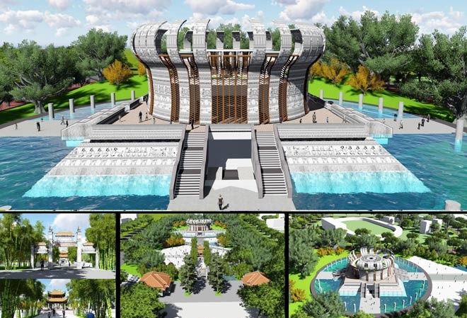 100 tỷ đồng xây đền thờ Vua Hùng Bản vẽ công trình đền thờ các Vua Hùng tại Cần Thơ.