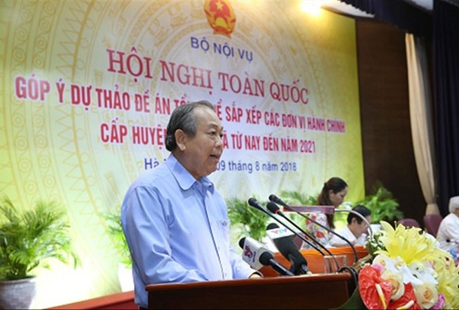 Sáp nhập huyện, xã: Chưa làm đã 'chạy' Phó Thủ tướng Thường trực Trương Hòa Bình phát biểu chỉ đạo hội nghị. Ảnh L.S.