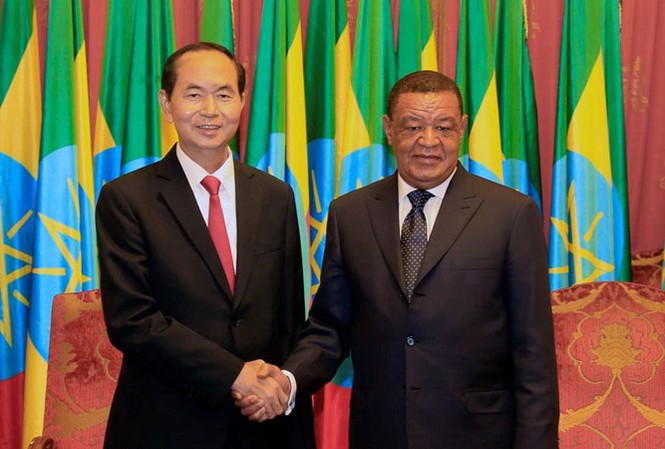 Chủ tịch nước Trần Ðại Quang hội đàm với Tổng thống Ethiopia Chủ tịch nước Trần Ðại Quang và Tổng thống Ethiopia Mulatu Teshome. Ảnh: TTXVN.