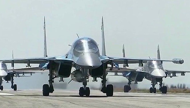 Nga sẽ tiếp tục không kích ở Syria Nhóm máy bay chiến đấu đầu tiên của Nga rời Syria. Ảnh: BBC