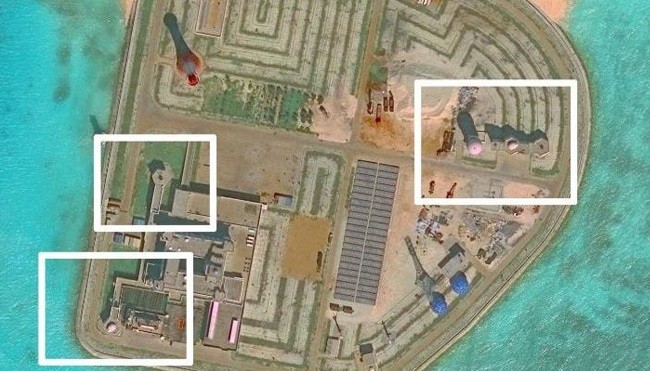 Trung Quốc nên kiềm chế hoạt động quân sự tại biển Đông Sáng kiến Minh bạch Hàng hải châu Á cho rằng, Trung Quốc đang lắp đặt hệ thống phòng không và hệ thống phòng thủ tầm gần trên đá Gạc Ma. Ảnh: AMTI