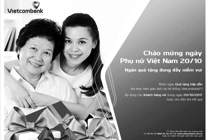 Vietcombank: “Ngàn quà tặng đong đầy niềm vui” tri ân khách hàng nữ ngày 20/10 Vietcombank: “Ngàn quà tặng đong đầy niềm vui” tri ân khách hàng nữ ngày 20/10