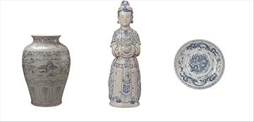 Báu vật đại dương kể chuyện Nhiều hiện vật đồ gốm tiêu biểu từ những con tàu đắm cổ được trưng bày