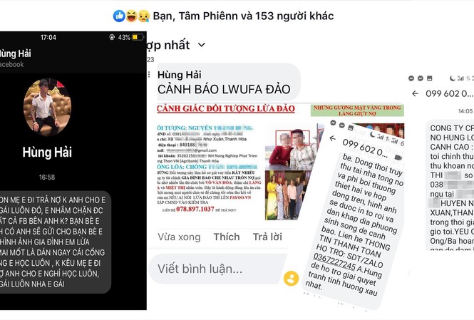Tín dụng “đen” hoành hành trên mạng Các tin nhắn đối tượng cho vay dọa nạt con nợ để đòi tiền Ảnh do nhân vật cung cấp