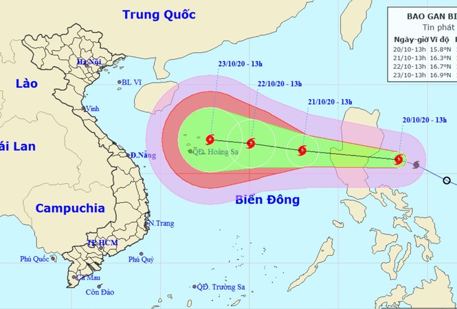 Bão số 8 hướng vào miền Trung: Mưa trên diện rộng Trung tâm Dự báo Khí tượng Thuỷ văn Quốc gia nhận định đương đi của bão số 8
