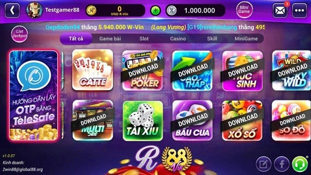 Xuất hiện game đánh bạc nhái giao diện RikVip của ông trùm Phan Sào Nam Giao diện của Gamvip.com (Ảnh chụp màn hình)