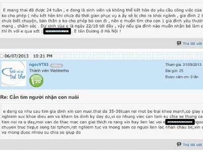 Nữ sinh lên mạng tìm người cho con Nữ sinh lên mạng tìm người cho con