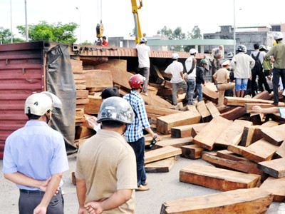 Xe lật trên đường về hạt kiểm lâm Xe lật trên đường về hạt kiểm lâm